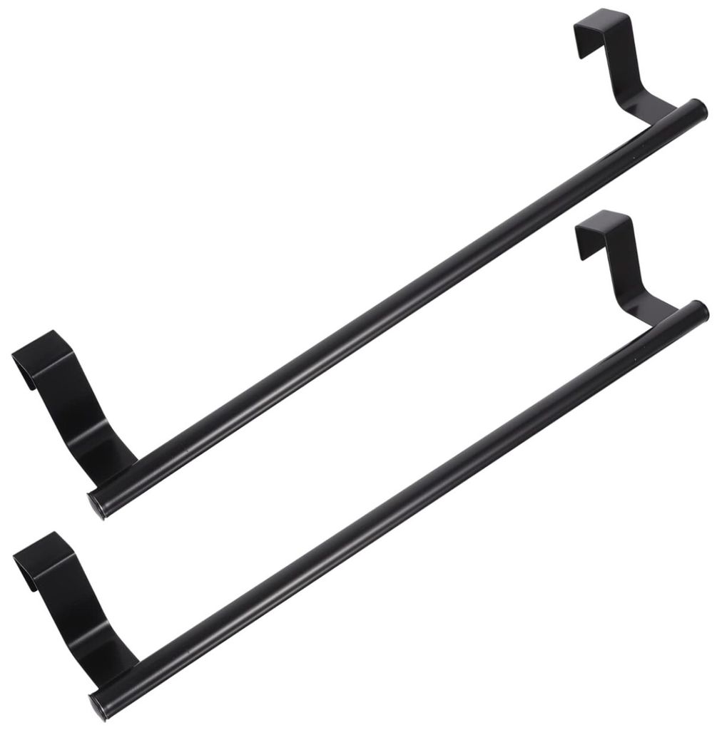2 schwarze Kleiderbügel für Küchen- und Badezimmertürschränke für Handtücher