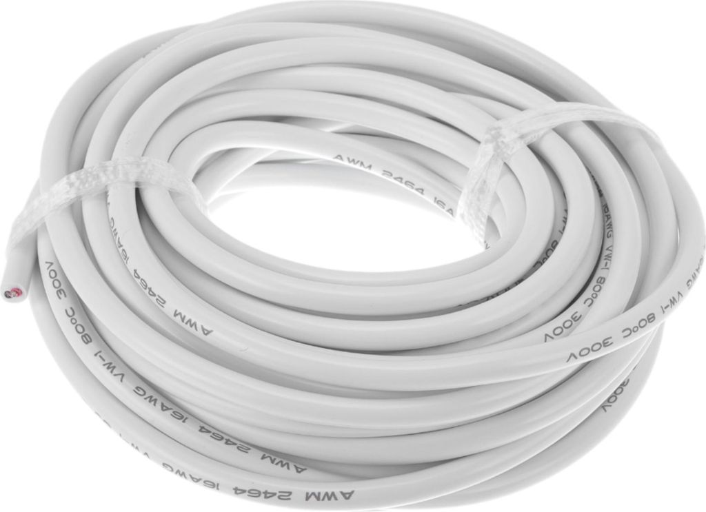 Elektrische Masseleitung Automobil-Stromleitung 33FT Weiß TC 1 Stück 16AWG 2 Leiter Vollständig isoliert & Soft-Touch-Mantel Universal