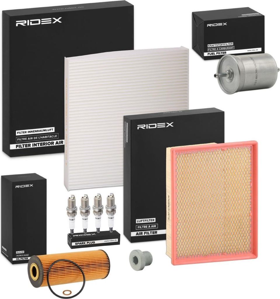 RIDEX Inspektionspaket Filterset passend für MERCEDES-BENZ C-Klasse Limousine (W202) CLK (C208) CLK Cabriolet (A208) C-Klasse T-modell (S202)