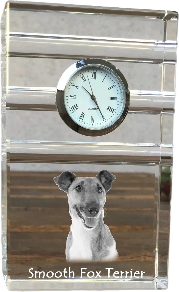 Orologio Fox Terrier Pelo Liscio in Cristallo Art-Dog | Regalo Ufficio