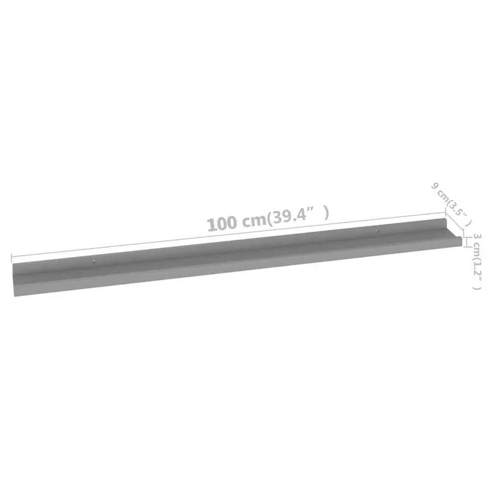 Set 2 Mensole 100x9x3 cm Grigio | Arredo Minimalista Contemporaneo - 10