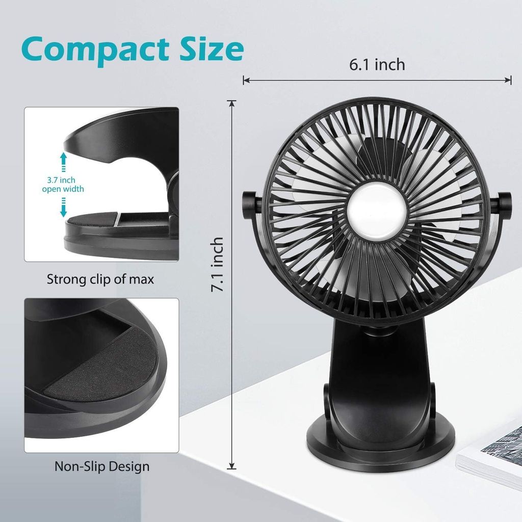 Tischventilator, Mini Clip Ventilator, 360° drehbarer Produktbild 8