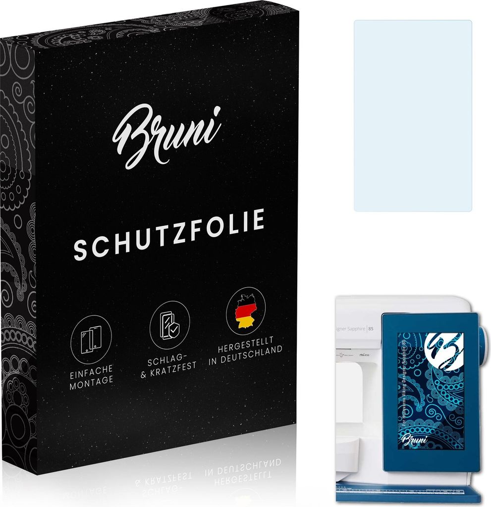 Bruni Basics-Clear 2x Schutzfolie kompatibel mit Husqvarna Viking Designer Sapphire 85 Folie