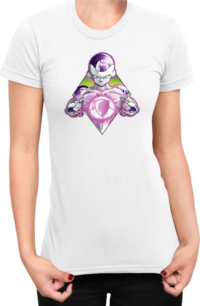 Damen T-Shirt Dragon Anime Manga Ball Z Frieza 04, Lady S / Weiß
