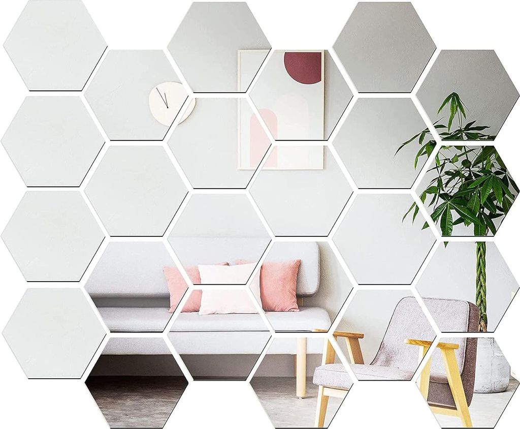 Hexagon Spiegel Wandaufkleber - Perfekte Dekoration für jeden Raum - 24 Stück