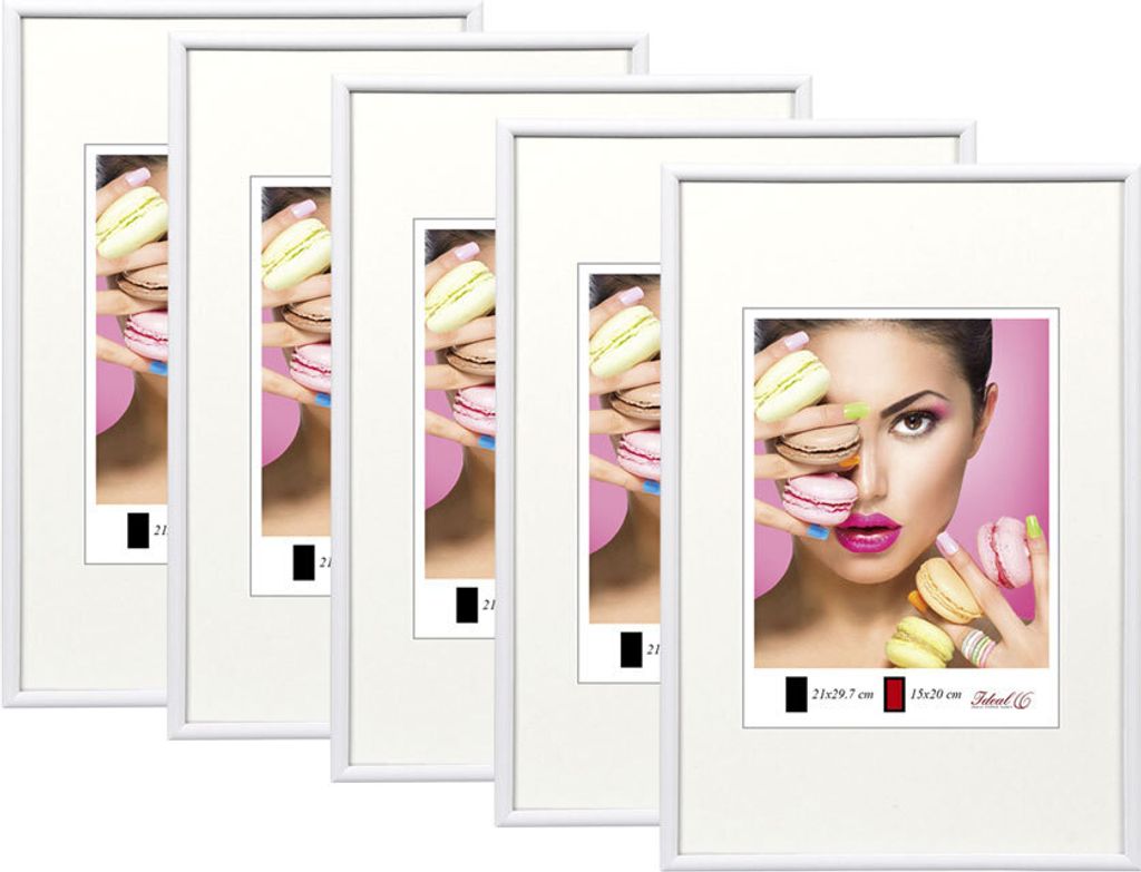 2er 3er 5er Pack Photo Style Set Bilderrahmen Wanddeko Collage Poster Kunststoff Rahmen - Farbe: 5er Pack Weiß | Format: 13x18