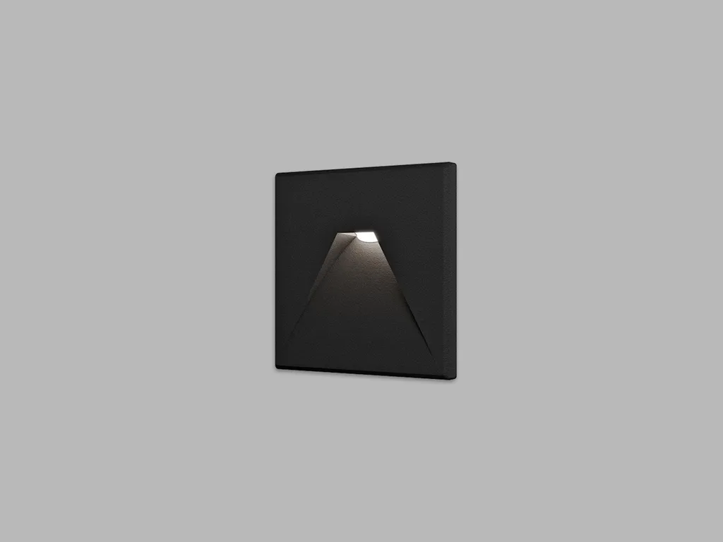 Segnapasso LED Quadrato WALK II Nero IP44: Luce da Incasso Professionale