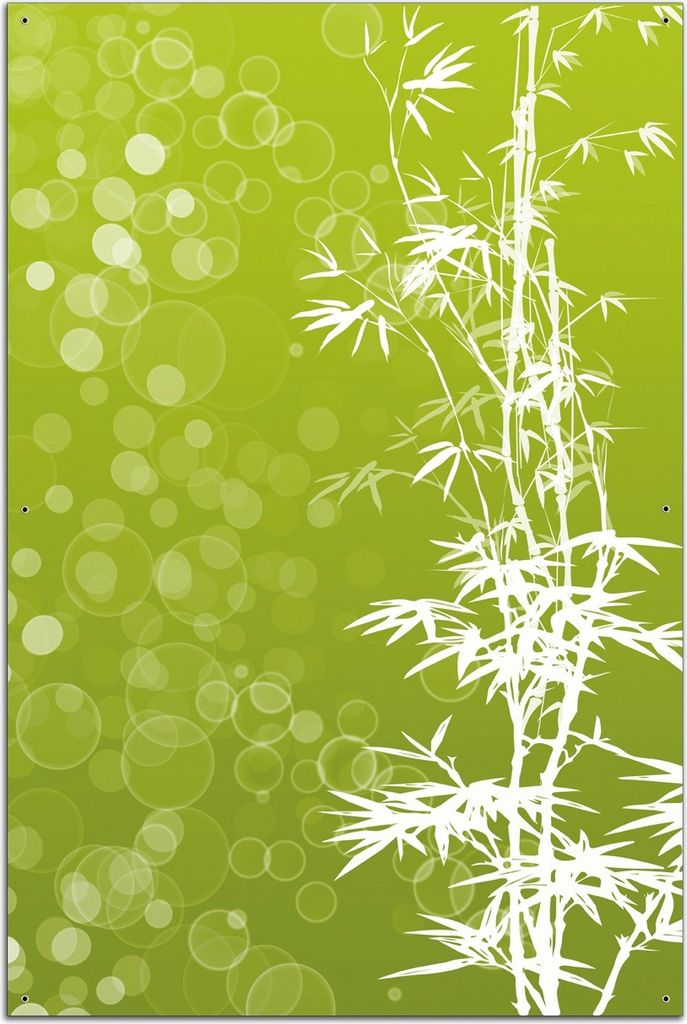 Wallario Outdoor-Poster für Garten oder Balkon, Motiv Bambusmuster grün-weiß, in ca. 61 x 91,50 cm