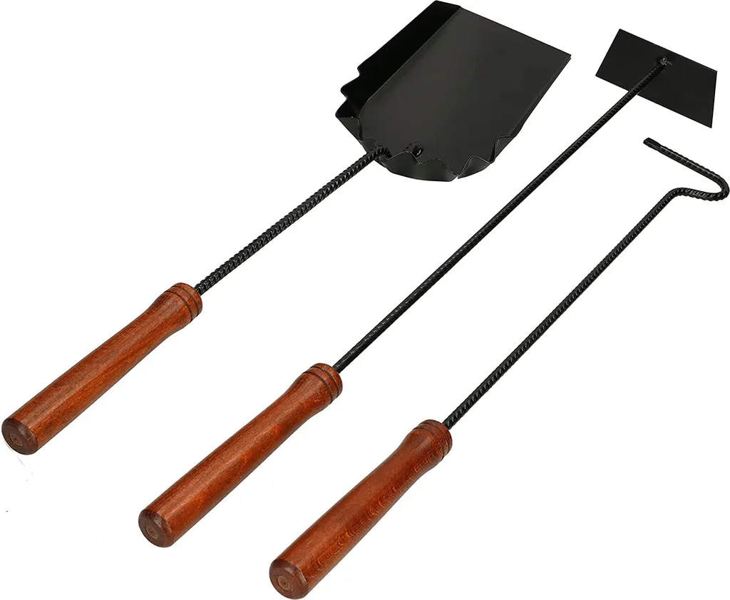 Kit Pulizia Camino KOTARBAU® 3 Pezzi | Scopa, Paletta e Ferro Camino