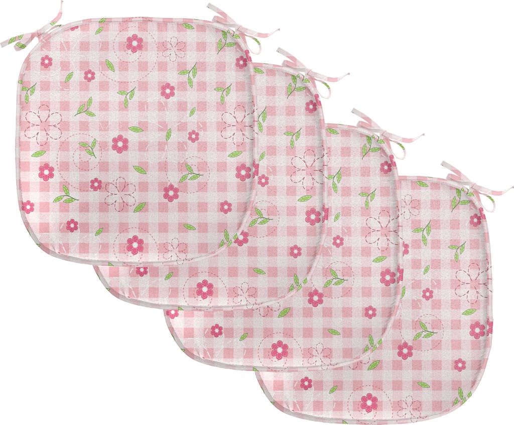 ABAKUHAUS Blumen Polster für Esszimmerstühle, Blumen und Streifen, Dekoratives wasserfestes Kissen mit Riemen für Küchensitze, 40 cm x 40 cm-4e...