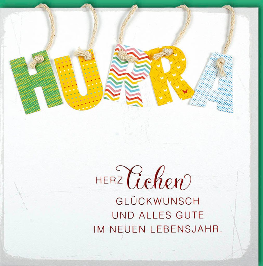 Geburtstag - CraftArt – Karte mit Umschlag - "Hurra..."