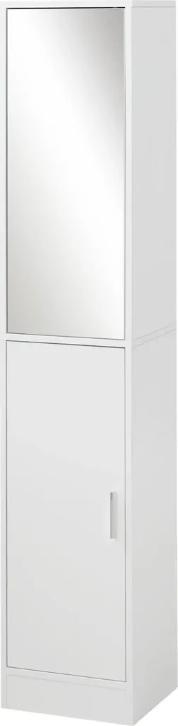 Meuble de salle de bain autoportant miroir et étagères - Finition Blanche