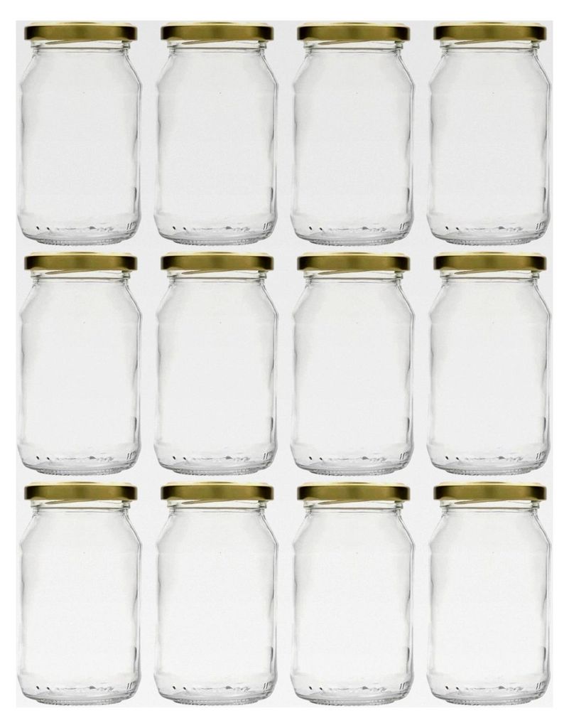 Set von 12 Einmachgläsern 250 ml mit Twist-Off-Deckel 58, luftdicht verschließbare Marmeladengläser, Vorratsgläser zum Einlegen, Einkochen und ...