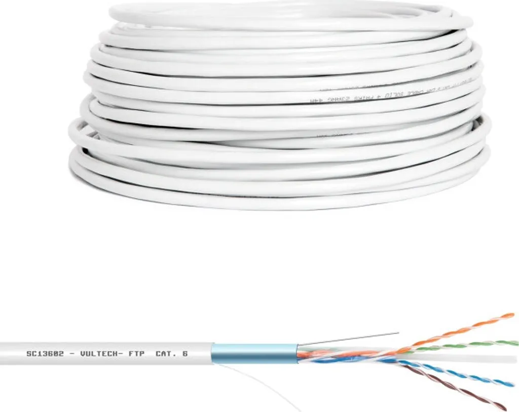 Câble LAN Cat6 FTP Blindé 100 mètres Blanc - Débit GigaBit 1000 Mbit/s