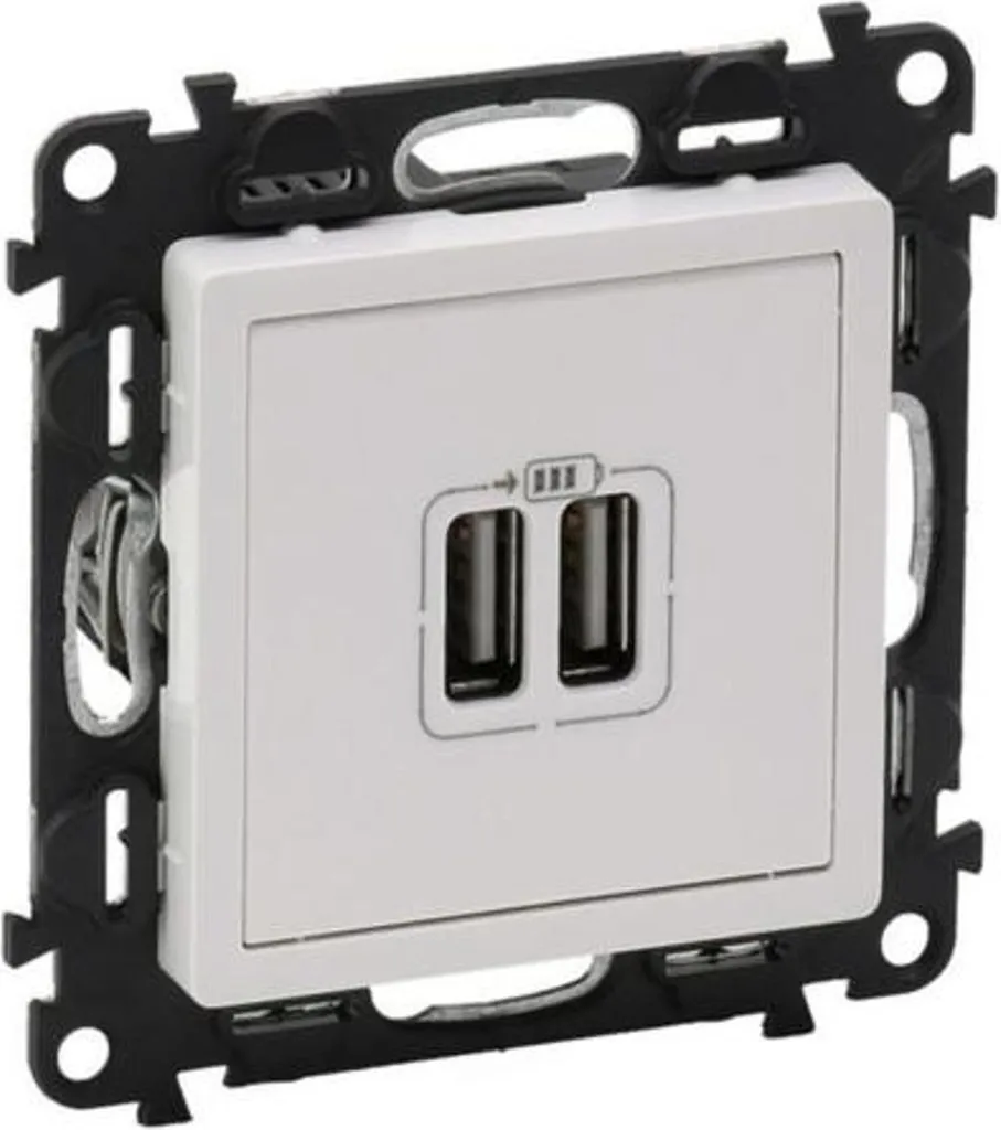 Chargeur USB mural double Legrand Valena Life blanc 2400mA encastrable