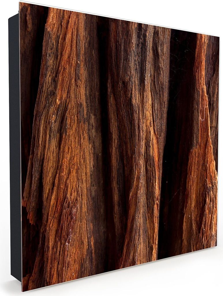 Nachbildung-Schlüsselkasten, Magnetpinnwand und Memoboard mit Glasfront Motiv Holzstruktur dunkel