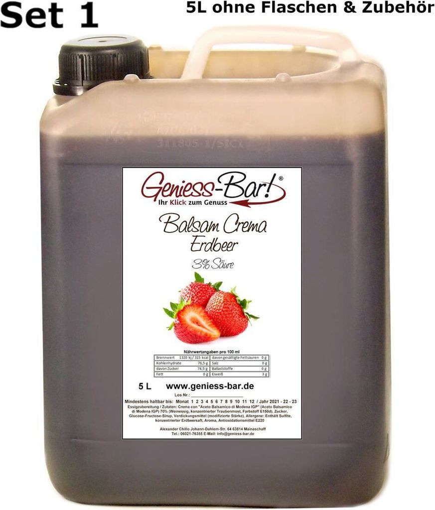Balsamico Creme Erdbeere 5L Mit original Crema di Aceto Balsamico di Modena IGP