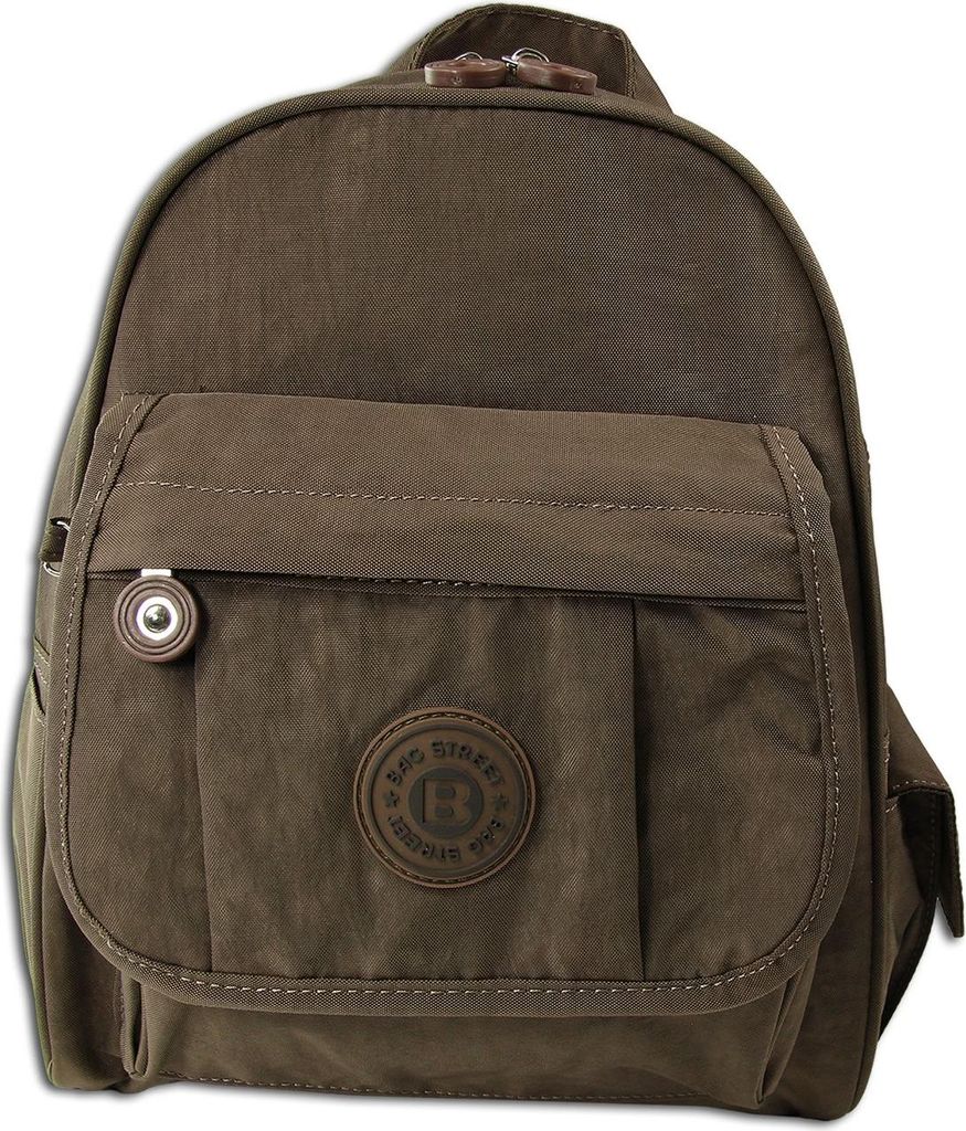 Bag Street Rucksack Crinkle Nylon braun trendiger Damen Cityrucksack ORJ201N