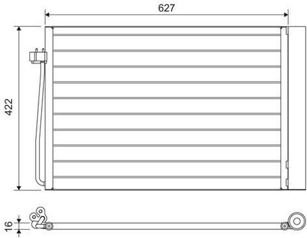 VALEO 817850 - OE 64 50 2 282 939 Klimakondensator für 5er (E60), 5er (E61), 6er (E63), 6er (E64), 7er (E65)