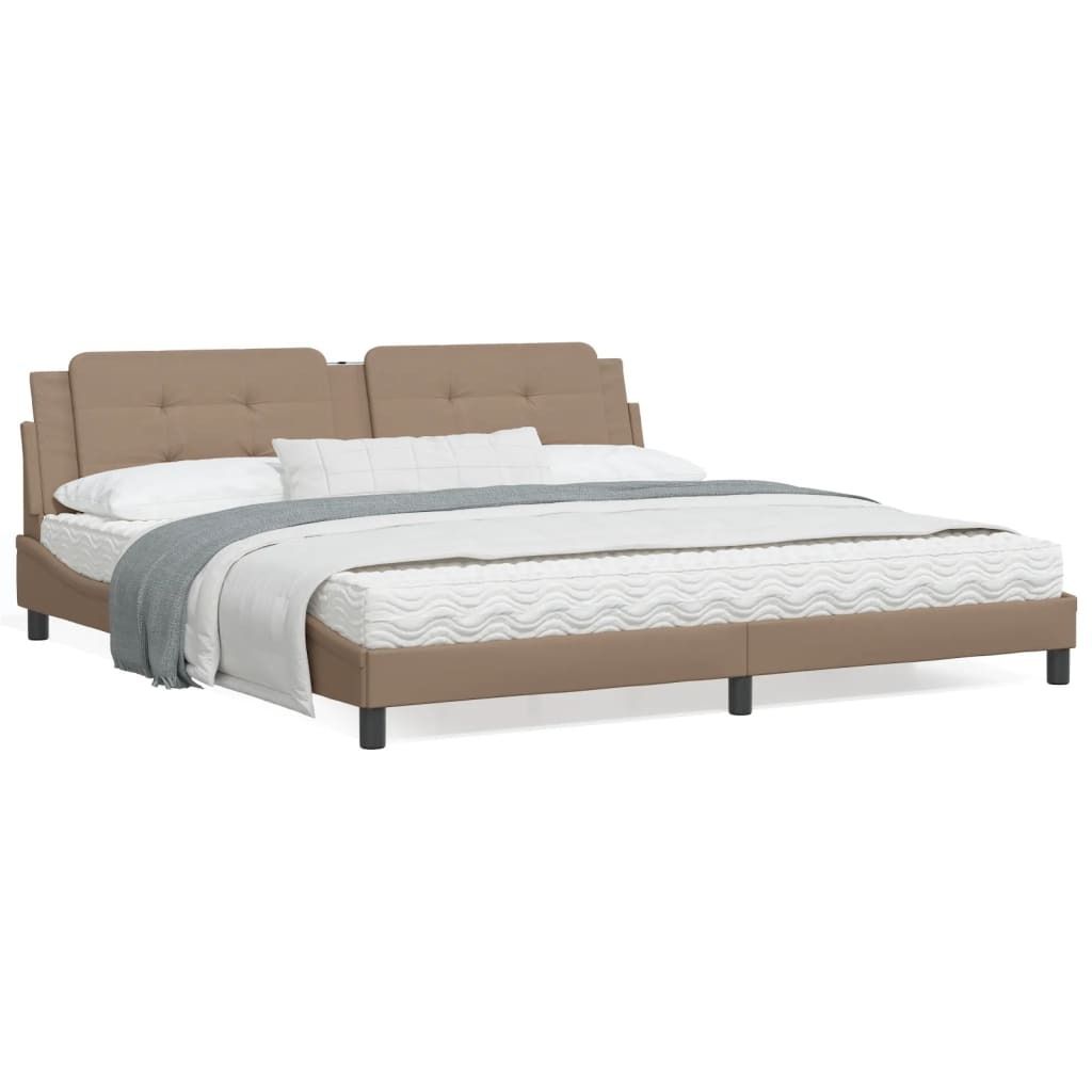 The Living Store Bettgestell mit Kopfteil Cappuccino-Braun 200x200 cm Kunstleder