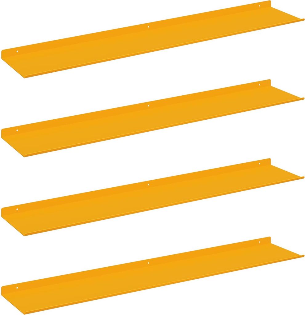 Schwebendes Regal 4 pcs Senfgelb 100 x 18 x 2,5 cm Stahl