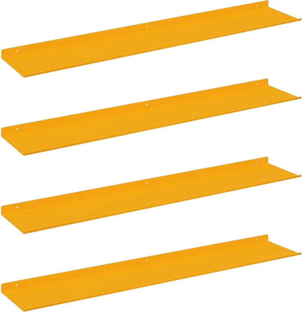 Scaffale in Acciaio 4 pz Giallo Senape 100x18cm | Ordine Casa e Ufficio
