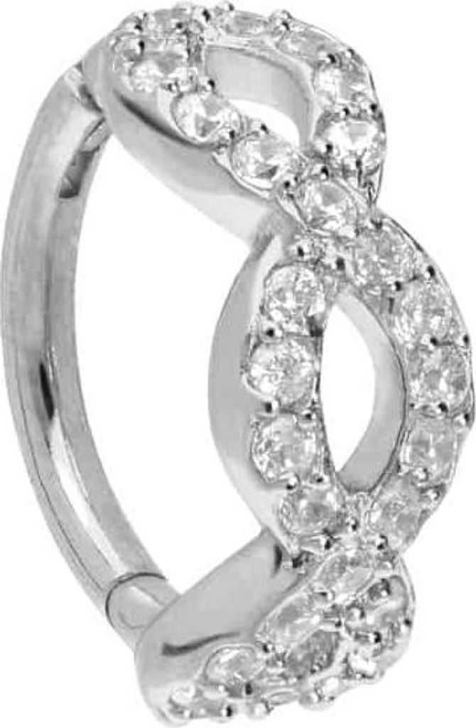 Ohrpiercing, Nasenpiercing, Septum Piercing Chirurgenstahl Segmentring Clicker 3 KRISTALLOVALE Silber Innendurchmesser: 8 mm