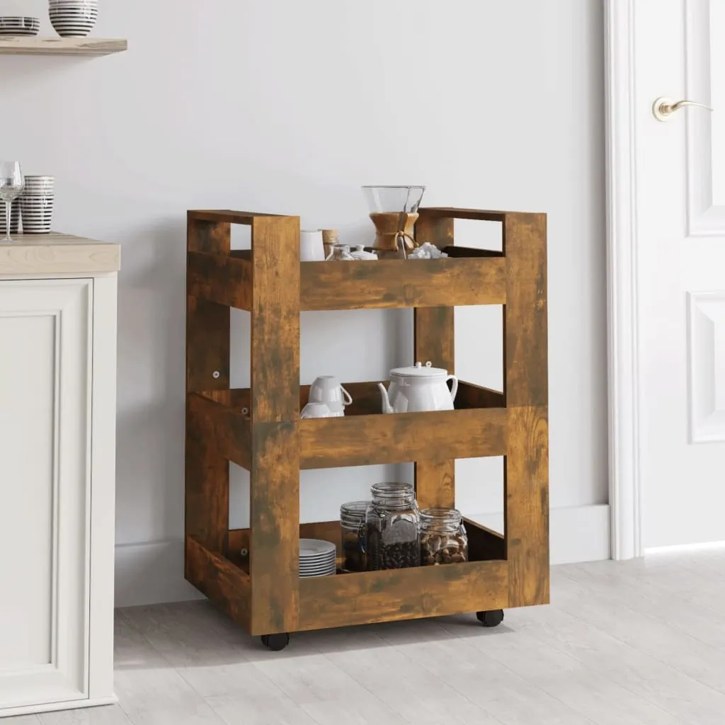 Mobile Cucina con Ruote Rovere Fumé 60cm | Isola Mobile Legno