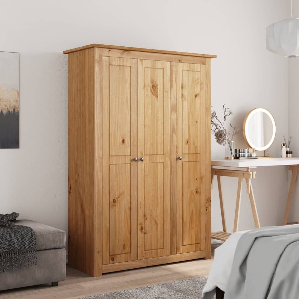 The Living Store Kleiderschrank 3-Türig 118×50×171,5 cm Kiefer Panama Serie