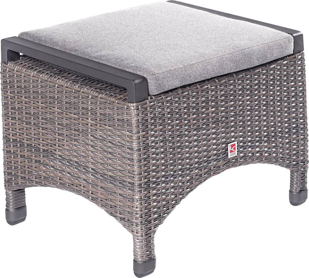 LC Garden »Komido« Dining Hocker omega braun 46x59x47cm Dining Fußbank aus handgeflochtenem Polyrattan inkl. Sitzkissen