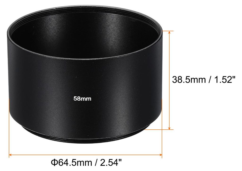 58mm Gegenlichtblende, Langbrennweite, mattierte Innenfl?che, Anti-Reflexion, mit Reinigungstuch fš¹r Kameraobjektiv, Schwarz