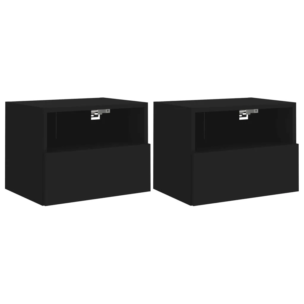 Mobili TV a Parete SYFAX 2pz Neri 40x30x30 cm | Legno Multistrato
