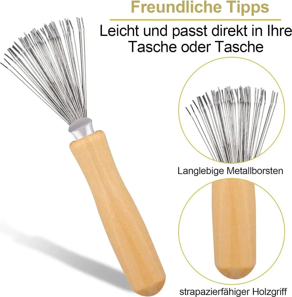 Set 5 Pezzi Pulizia Spazzole Capelli: Legno e Metallo Professionale - 5