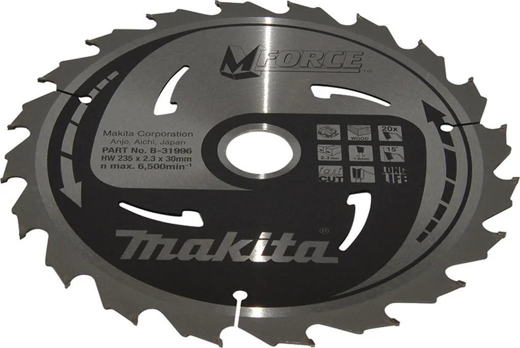 Réduisez l'effort de coupe avec la lame MAKITA M-FORCE 235mm B-31996