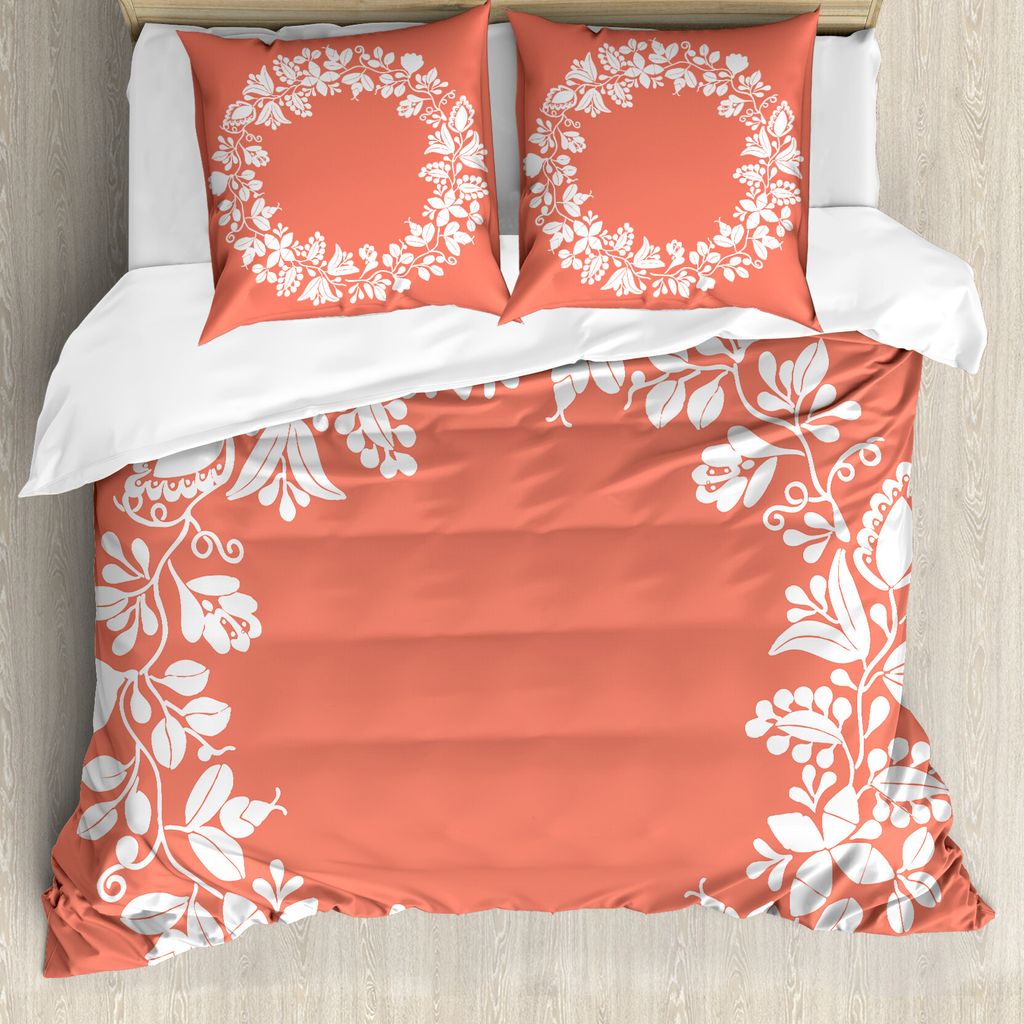 ABAKUHAUS Frühling Bettbezug Set für Einzelbetten, Monochrome Botanik Kranz, Milbensicher Allergiker geeignet mit Kissenbezug, 200 cm x 200 cm - ...