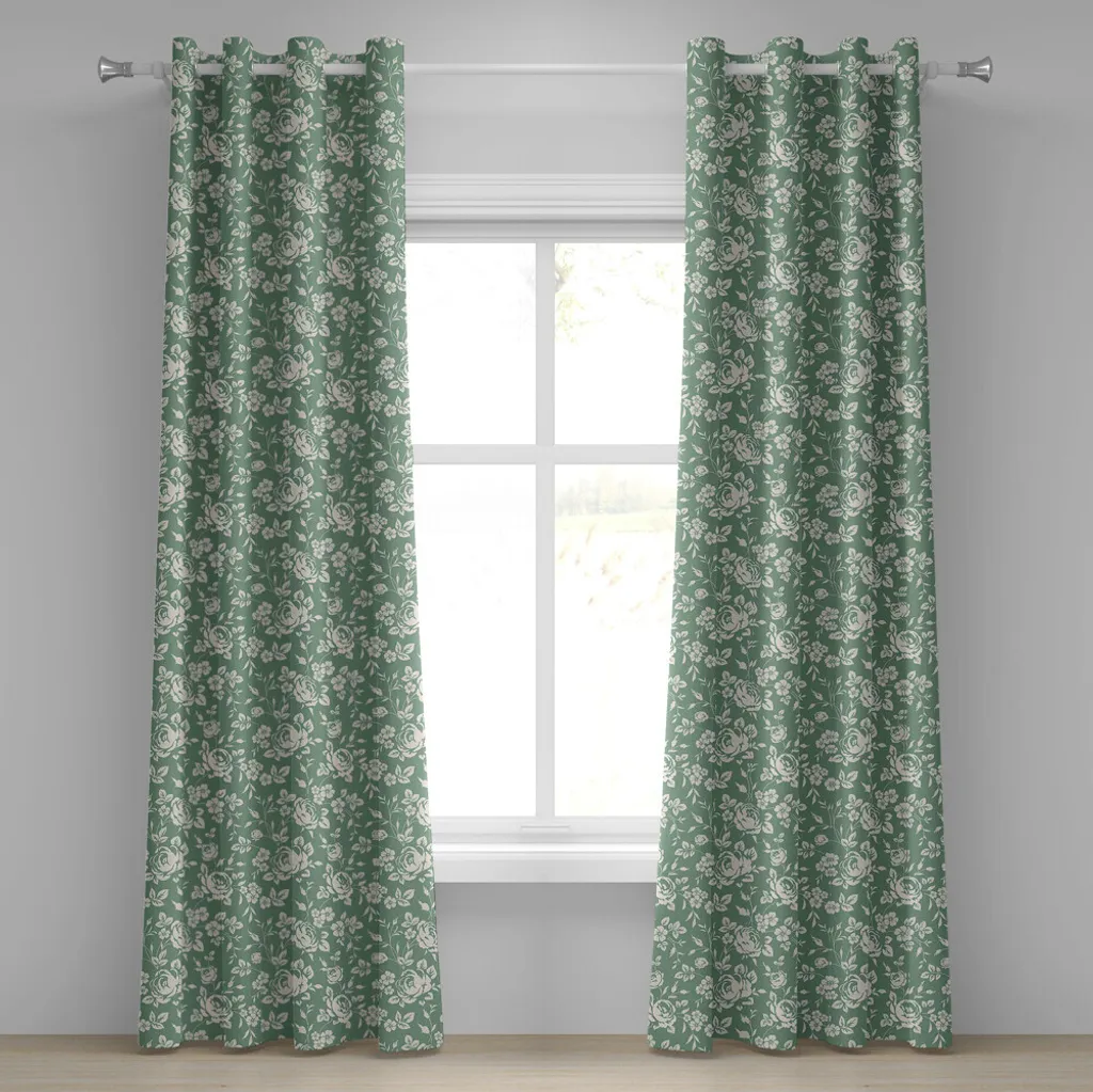 Rideau à œillets fleurs roses classiques motif botanique 280 x 175 cm