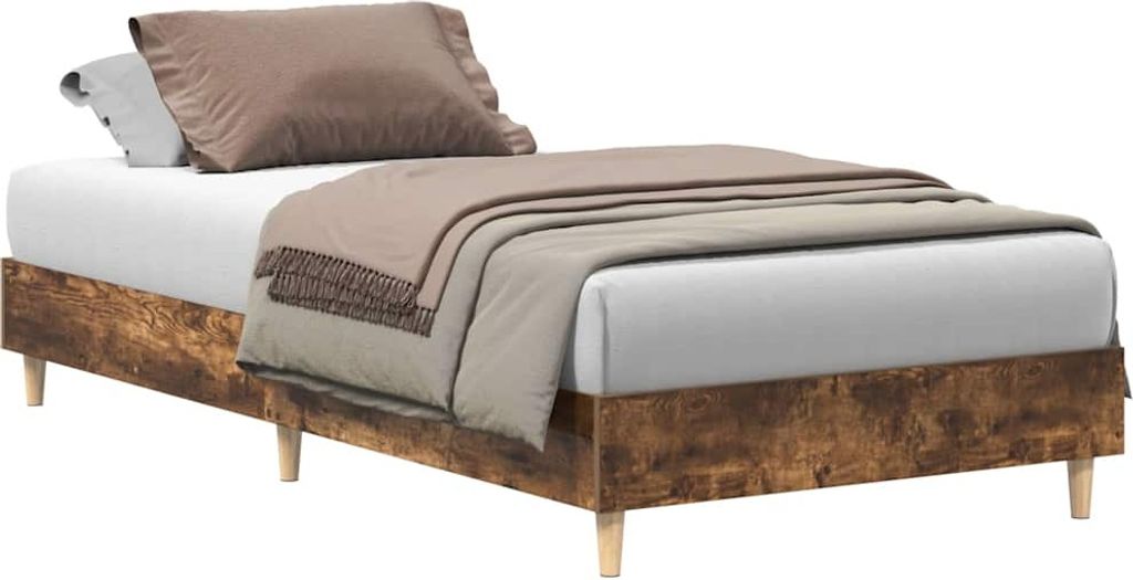 "2026 Aktion"Bettgestell Stylishces - Einzelbett/Jugendbett mit Lattenrost - ohne Matratze - Räuchereiche 75x190cm Holzwerkstoff - Klassische Bett...