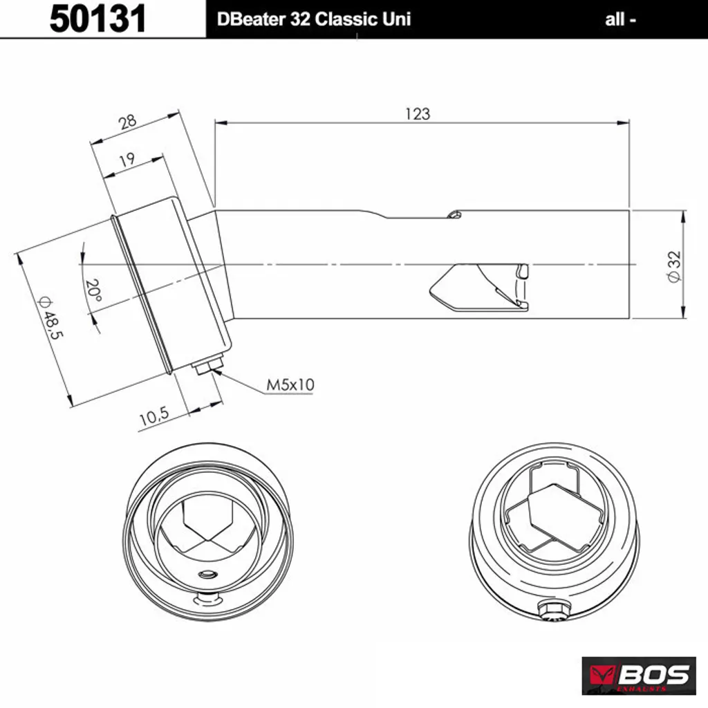 BOS Universal DB-Eater Ø 32mm pour Échappement Akrapovic Argenté - 3
