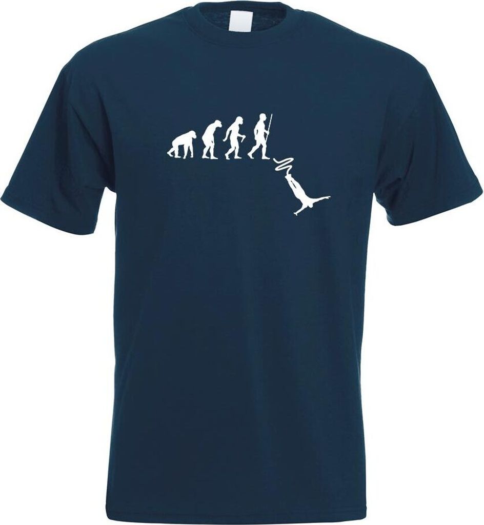Kiwistar - T-Shirt - Navy - Bungeespringen Evolution Motiv Bedruckt Funshirt Design Print - mit Motiv Bedruckt - Funshirt Design - Sport - Freizeit...