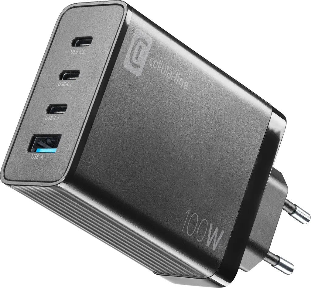 Chargeur Cellularline Multipower GaN 100W ACHUSBGAN4WAL100WK 3x USB-C