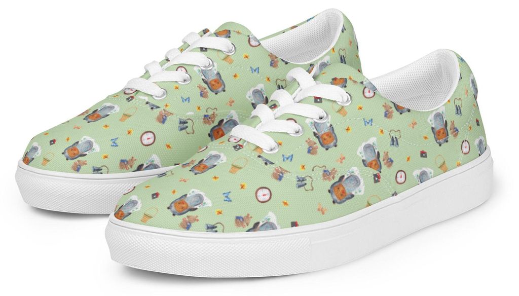 Mr. & Mrs. Panda Sneaker Damen Pinguin & Maus Wanderer Größe 40 - Grün - Geschenk, Roadtrip, Halbschuhe, Damenschuhe, Freizeitschuhe, Turnschuhe...