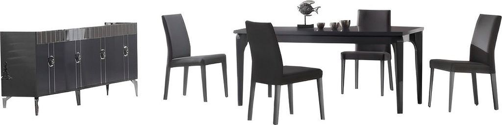 Esszimmer Set Esstisch 4x Stühle Sideboard 6tlg Moderne Möbel Grau Designmöbel