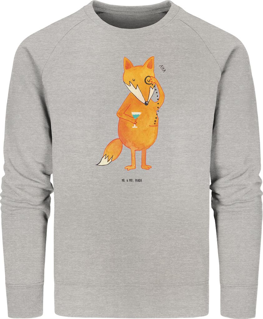Mr. & Mrs. Panda Baumwoll Pullover Fuchs Lord Größe M - Heather Grey - Geschenk, Schick, Sweatshirt, Spruch Lustig, Cocktail, Bio, Neugierig, Pul...