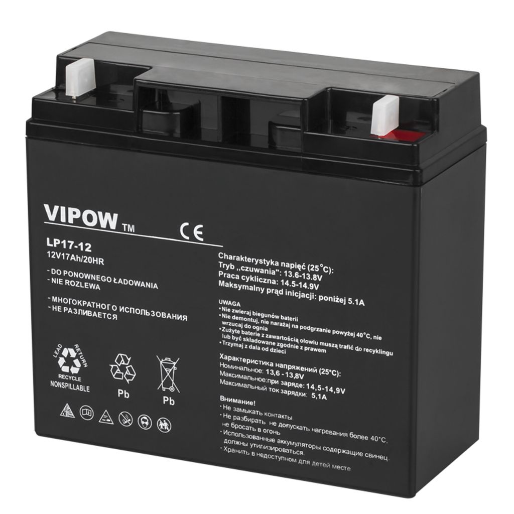 Batterie plomb-acide 12V / 17Ah VIPOW LP17-12 batterie gel Image du produit 
