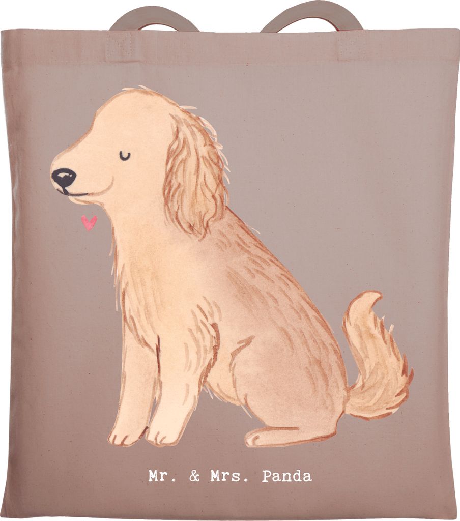 Mr. & Mrs. Panda Tote Bag Cocker Spaniel Lebensretter - Braun Pastell - Geschenk, Laptoptasche, Jutebeutel, Tasche, canvas, Einkaufstasche, Englisc...