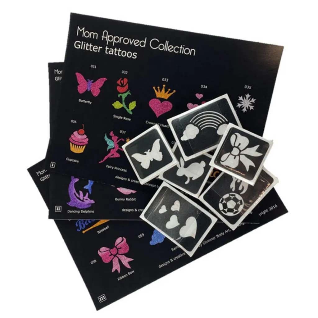Kit de tatouages pailletés enfant approuvé par maman avec 24 couleurs
