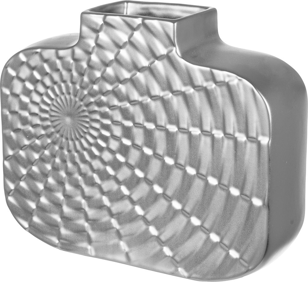 Gilde Vase, "Sunny", Keramik, silberfarben, VE 2, L. 8 cm, B. 26 cm, H. 21 cm Höhe: 21.00 cm Breite: 26.00 cm Tiefe: 8.00cm 55357