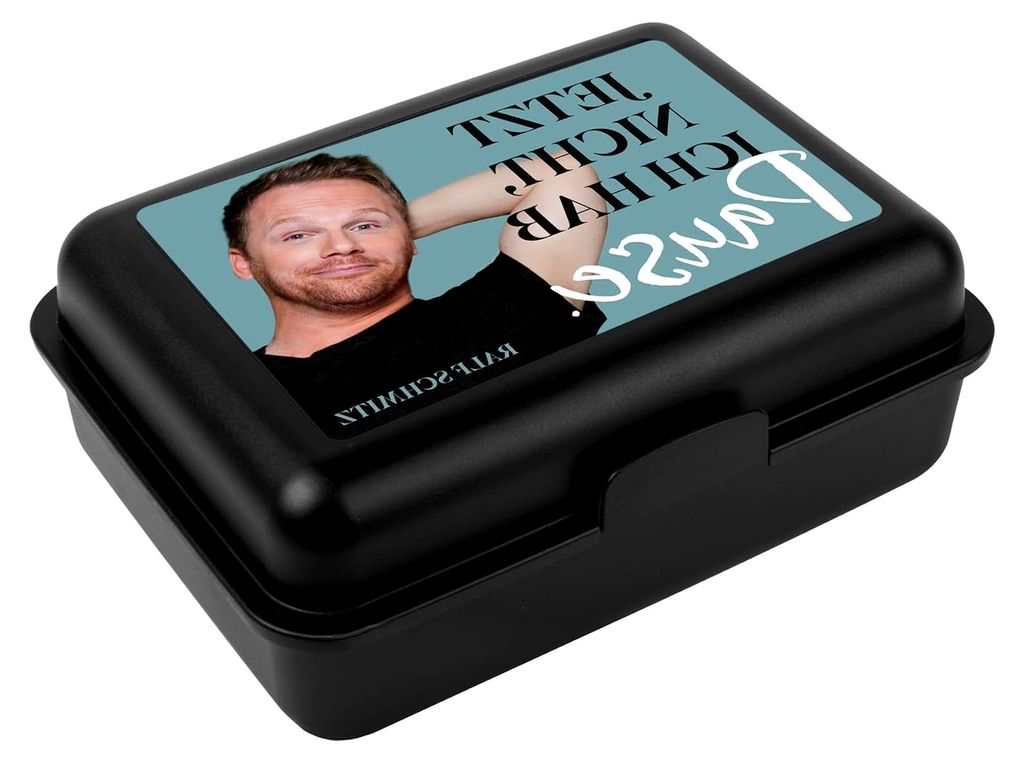 Ralf Schmitz Brotdose mit Trennwand 17,5x12,8x6,9 cm, Schwarz, Lunchbox "Jetzt nicht, ich hab Pause"
