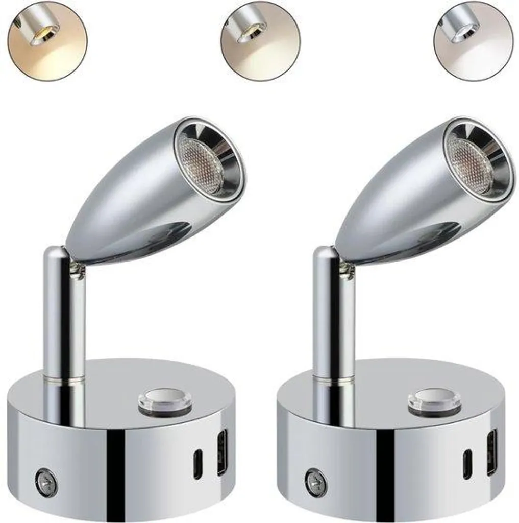 Lampe de chevet argent pour lire à deux - Éclairage de chambre double