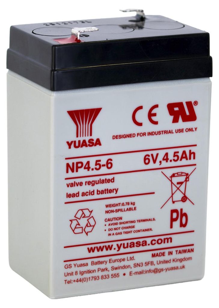 Yuasa NP4.5-6 AGM-Bleiakku 6V 4,5Ah – Faston F1 4,8 mm Produktbild 
